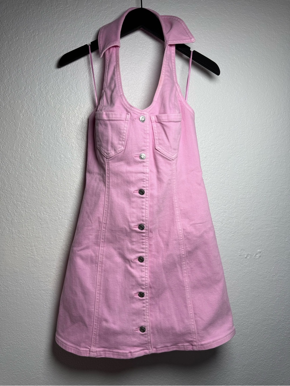 PINK VICTORIA’S SECRET Pink Halter Button-Front Mini Dress